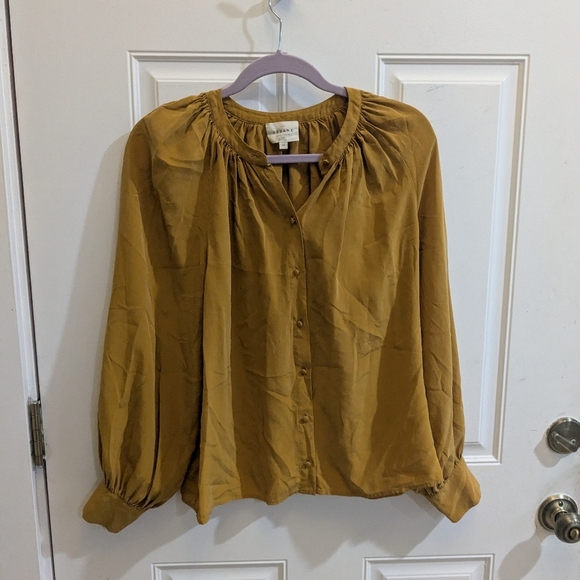 Sezane Tops - Sezane Silk Mustard Button-Front Blouse